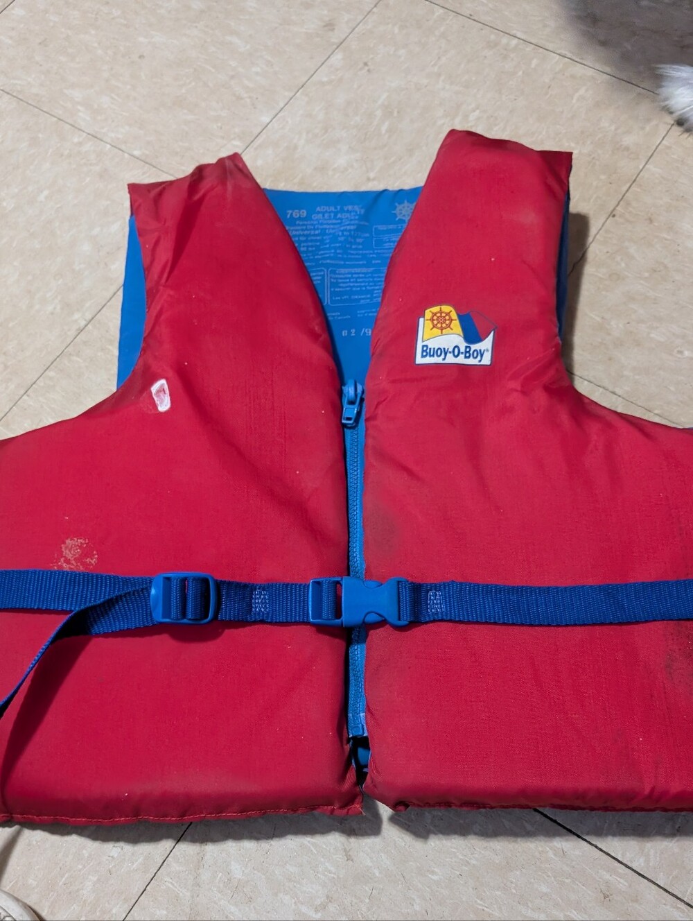 Buoy-O-Boy Adult Red Blue Life Jacket Adjustable Boating PFD Vest